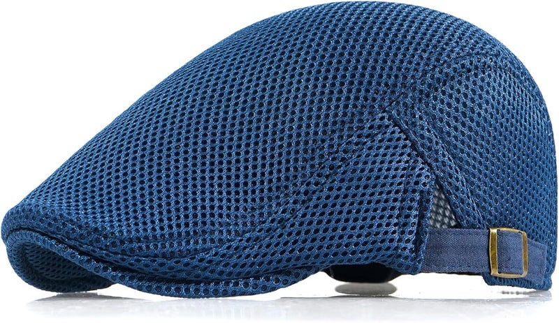 Xinveen Men's Mesh Cap Breathable Summer Newsboy Hat Adjustable Beret Ivy Cap Irish Cabbie Driving Hunting Hats - Image 1